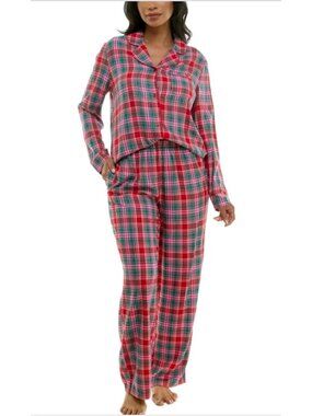 Roudelain Harley Tartan 2 PC Cotton Flannel Women's Pajamas Set Large $70 NWT